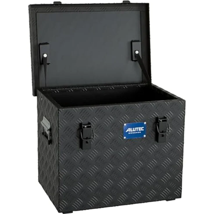 ALUTEC München Werkzeugkoffer ALUTEC Aluminiumbox Extreme 70 Schwarz, 70 ltr., (LxBxH) 500 x 350 x - 3 mm starkes legiertes Aluminium-Riffelblech, spritzwasser- und staubgeschützt, Edelstahlbeschläge – Bild 2