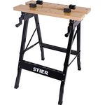 STIER Werkbank, mit Spannbacken, mobiler Arbeitstisch, klappbar, Spanntisch, platzsparend, aufgedruckte Mess- und Winkelskala,Tragkraft 150 kg