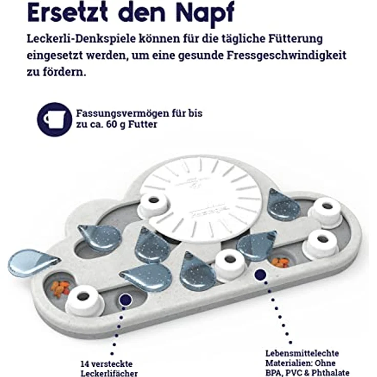 Catstages Nina Ottosson Rainy Day Puzzle & Play - Interaktives Intelligenz-/Snackspielzeug für Katzen, 14 versteckte Leckerli-Fächer, BPA-frei – Bild 4