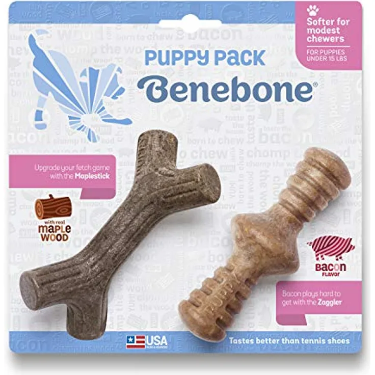 Benebone Hundekauspielzeug für Welpen, im Doppelpack weicher für sanftere Kauer - Preisvergleich