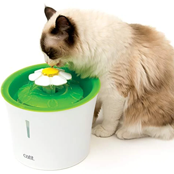 Catit Flower Fountain, Blumentrinkbrunnen für Katzen, 3L, weiß/grün, 1 Stück (1er Pack) – Bild 1