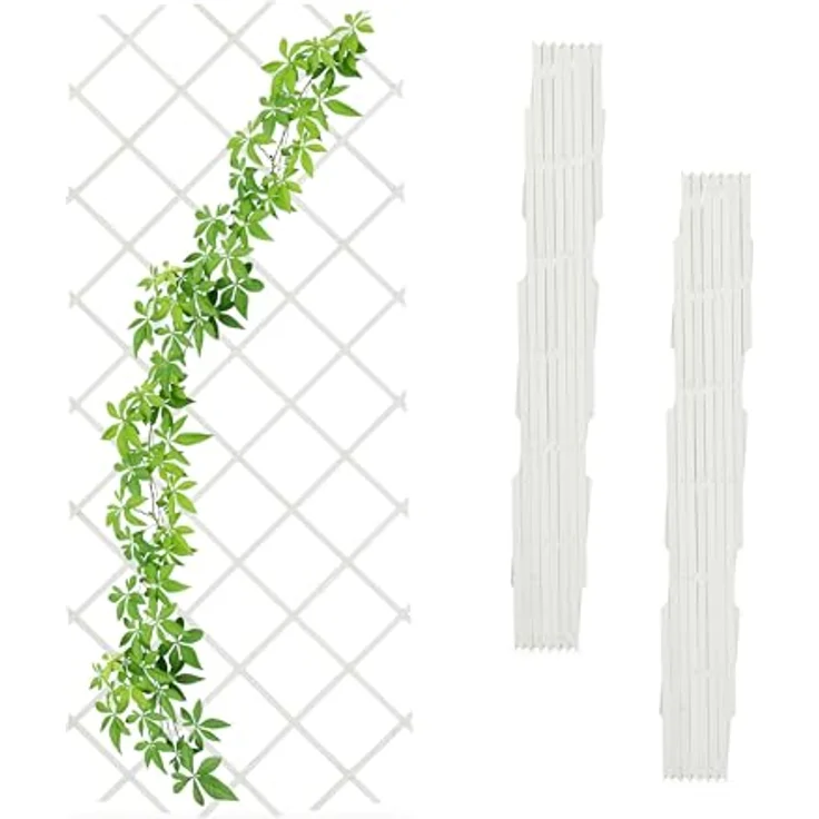Relaxdays Rankgitter ausziehbar, 3er Set, 180x90 cm, flexible Holz Rankhilfe für Kletterpflanzen, weiß – Bild 1