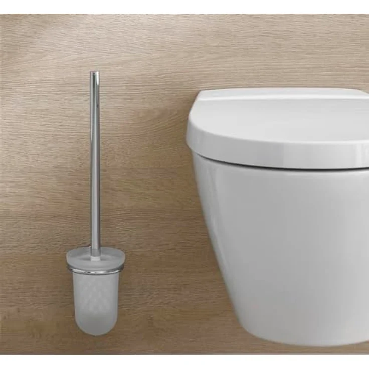 EMCO Rondo 2 Toilettenbürsten-Garnitur, Glas satiniert-Chrom, Toilettenbürste mit Bürstenhalter, Wandmontage 41500101 – Bild 2