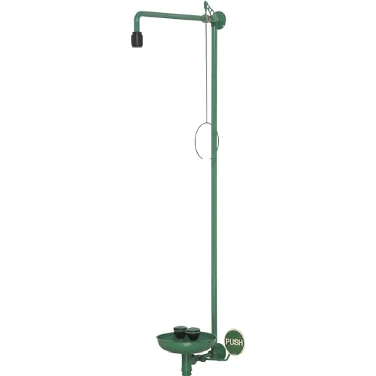 B-Safety Notduschkombi ClassicLine, Duschgleitstange + Brausehalter mit chemikalienbeständiger Polyester-Pulverbeschichtung, grün