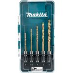 Makita HSS-TiN Metallbohrer-Set E-15132, Metallbohrer mit hoher Standzeit, Kunststoffbox, SDS-PLUS