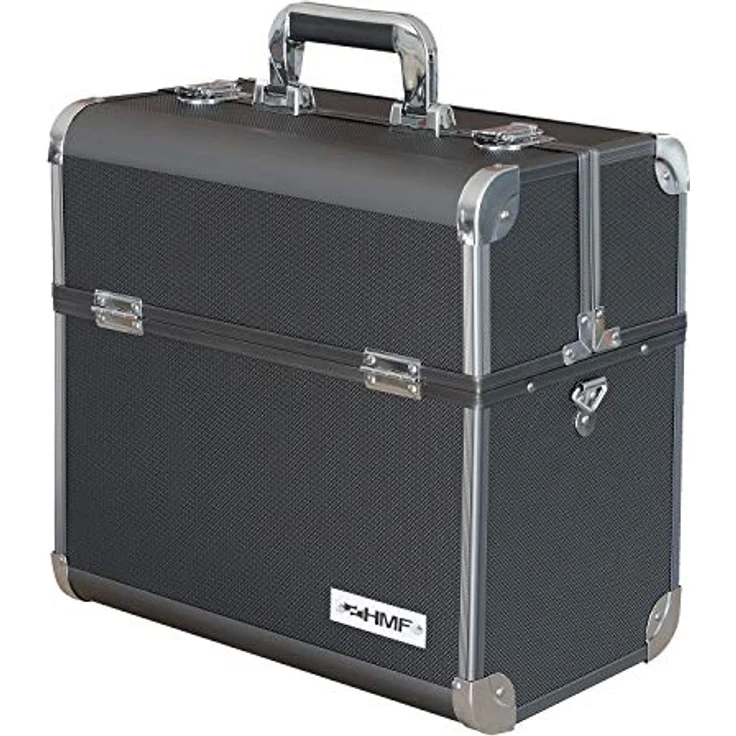 HMF 14902-02 Alu Werkzeugkoffer leer | Angelkoffer | individuelle Trennwände | 36,5 x 35 x 22 cm | Schwarz - Preisvergleich – Bild 2
