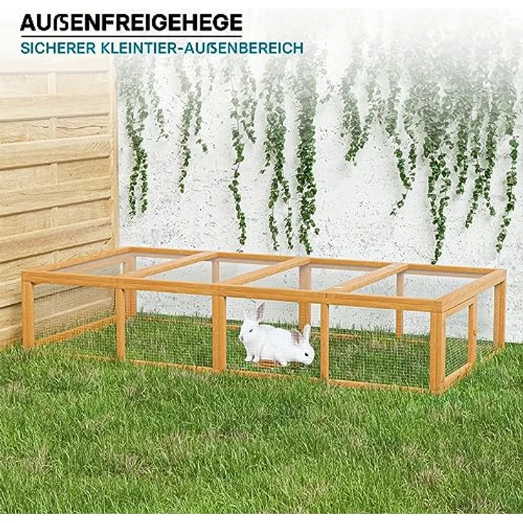 Wiltec XXL Freilaufgehege Holz 1800 x 900 x 480 mm, Kasten Stall mit klappbarer Abdeckung, Kleintierstall Kaninchen Hasen, Freigehege, artgerechte Haltung, robuste Materialien, sicherer Freiraum, flexibler Deckel, ergänzend – Bild 2