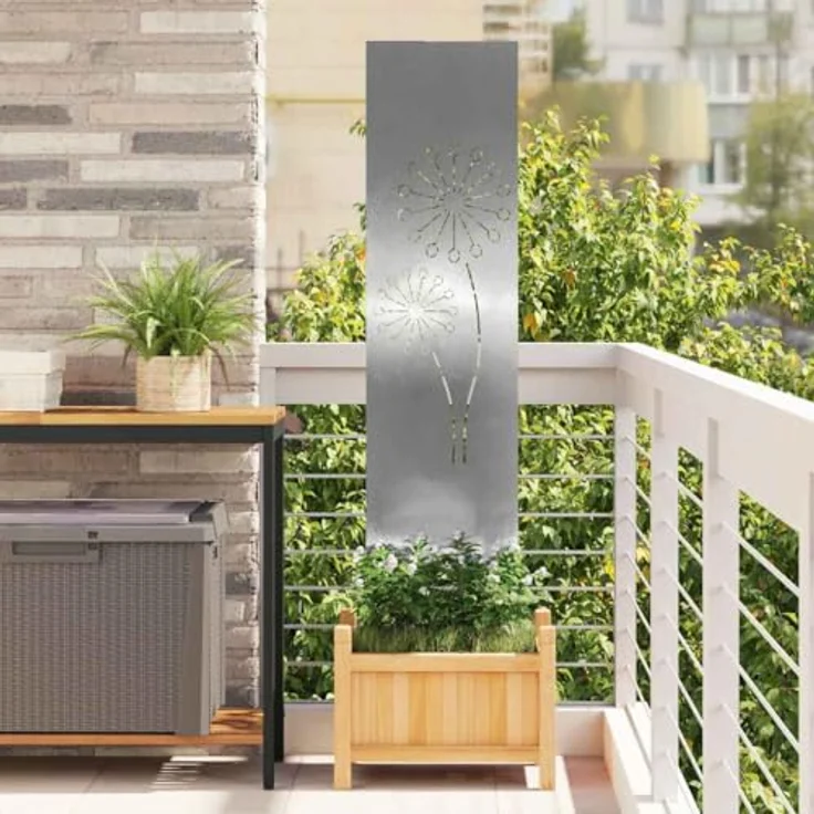 vidaXL Gartenpartition, Sichtschutz und Trennwand aus robustem Stahl, modernes Design mit dekorativen Intarsien, wetterfest und pflegeleicht – Bild 2