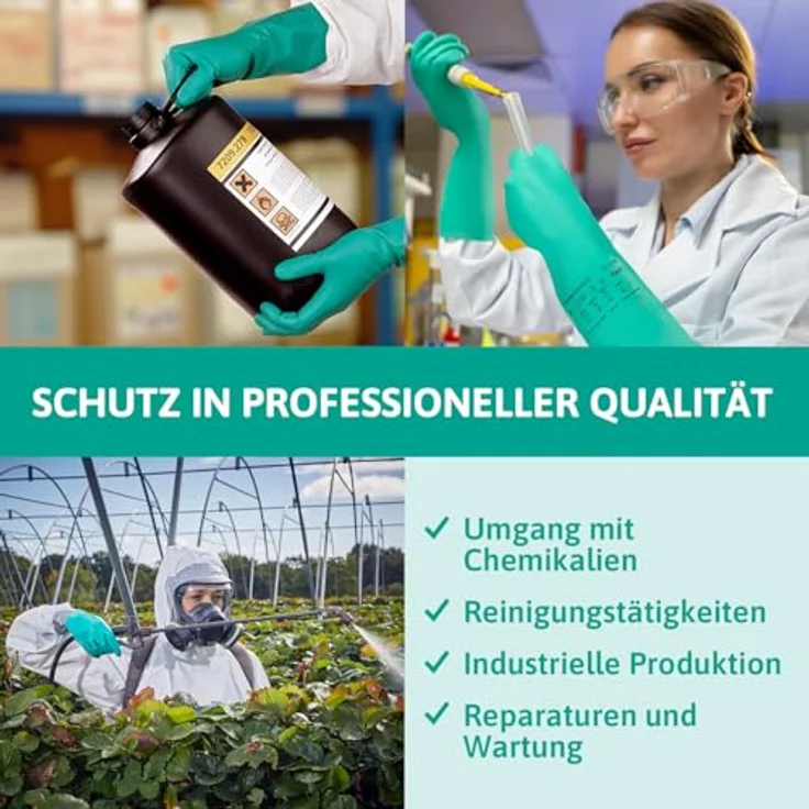 Ansell Solvex 37-185 Nitril Handschuhe, Chemikalien- und Flüssigkeitsschutz, Grün, Größe 11 (1 Paar pro Beutel) – Bild 4