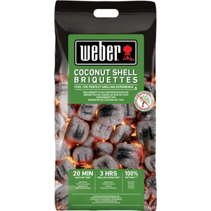 Weber Kokosnussschalenbriketts 4kg, 18401, Schwarz, 4 kg – Bild 1