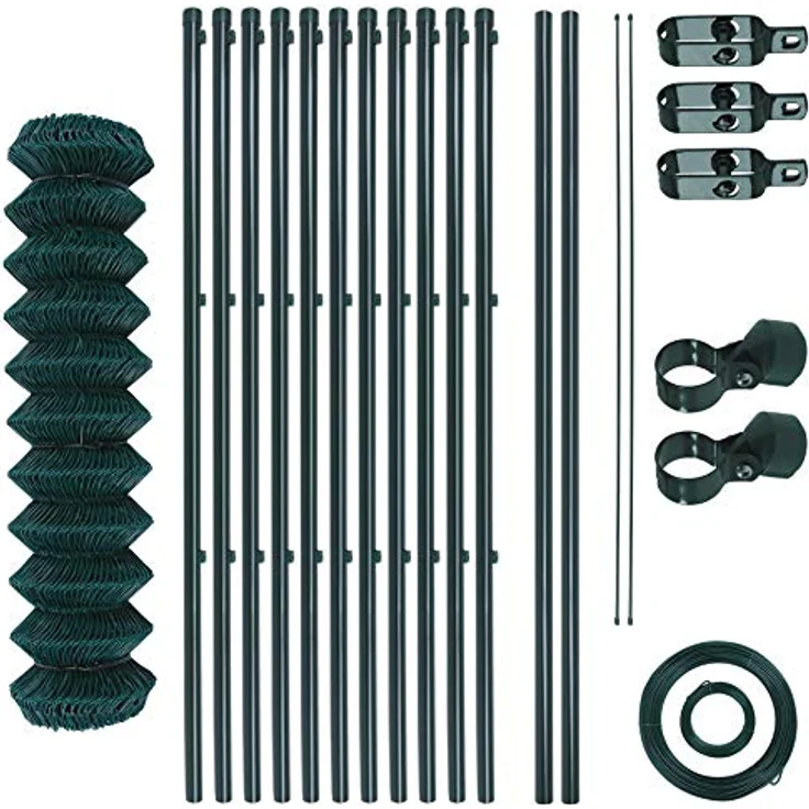 Maschendrahtzaun Gartenzaunset 1,25 x 25 m Gartenzaun Zaunset grün Komplettset – Bild 2