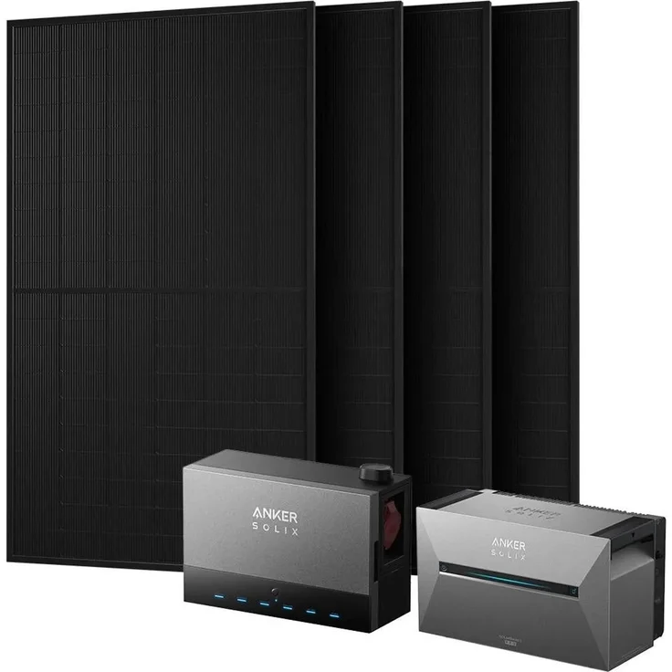 Anker Solix Balkonkraftwerk 2000 Wp, Solarbank 3 E2700 Pro mit 2.688 Wh Speicher und 4 vollschwarzen Doppelglas-Solarmodulen