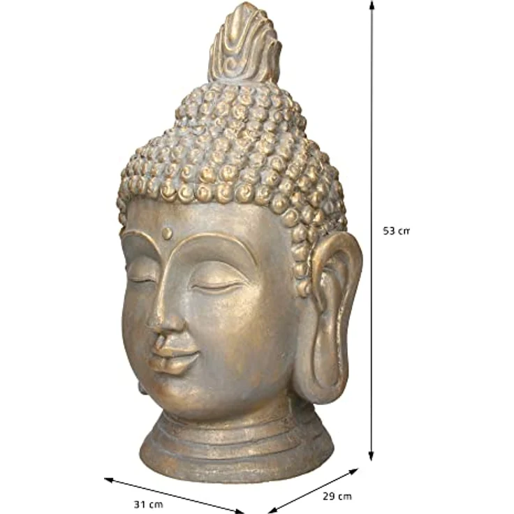 Buddha Kopf Statue 53cm bronze aus Polyresin – Bild 7