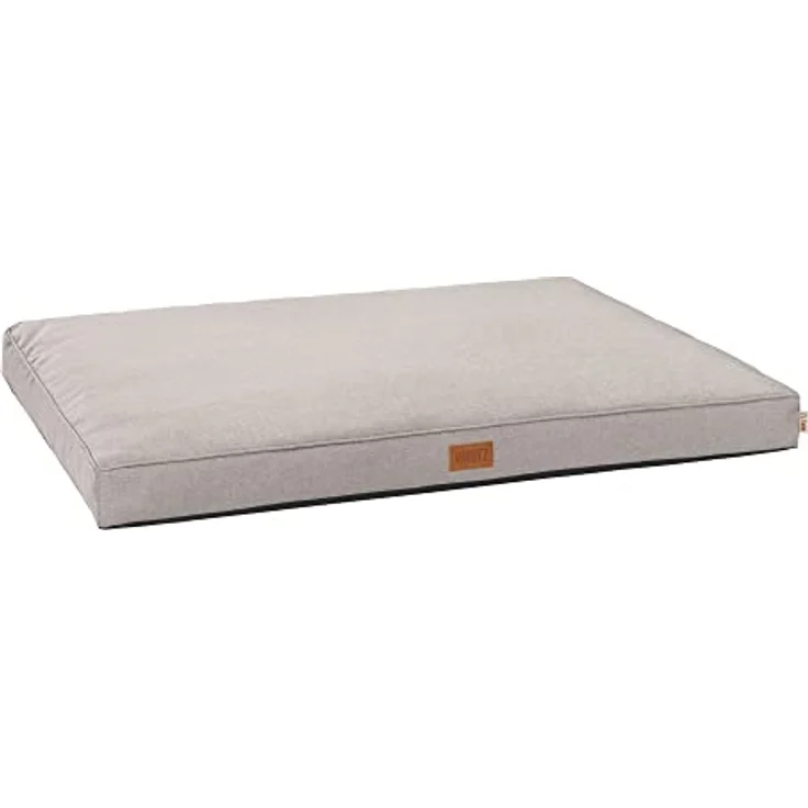 MSS e.K. Hundebett Home Mattress 100 x 75 cm L in Beige Hundekorb mit abnehmbaren Velours-Bezug und weicher Polsterung waschbares Hundekissen 100 x 75 x 10 cm Hundematte Hundesofa Welpenbett – Bild 1