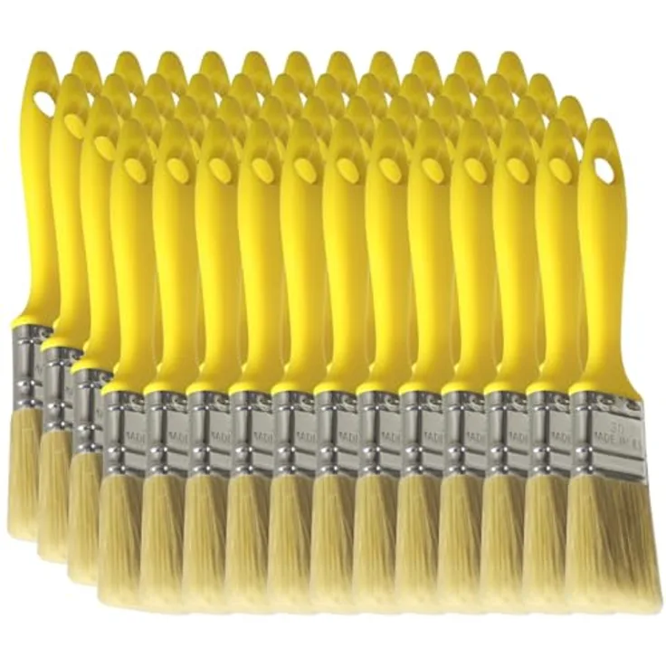 DD Composite Laminierpinsel Sets Flachpinsel Kunststoffstiel verzinkte Zwinge für Farben, Lacke und Lasuren (30mm, 48Stück) - Hochwertige Malerpinsel für saubere Streichergebnisse
