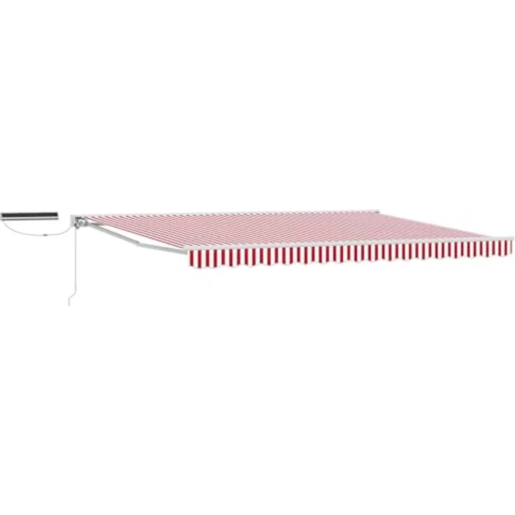 vidaXL Elektrische Markise rot und weiß, ausziehbar 5 x 3 m mit Fernbedienung und wetterfestem Stoff – Bild 1