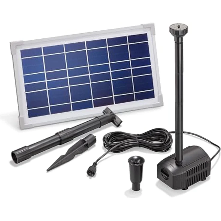 Esotec Solar Teichpumpenset 8/380 Pro, Komplettset mit 8W Solarmodul, Sprinklerpumpe für Gartenteiche, 0,7m Förderhöhe, 380 l/h, IP68, Direktbetrieb – Bild 1