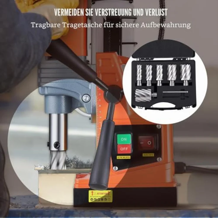 VEVOR Kronenbohrer-Set Metall 6 tlg. HSS-Kernbohrer 1-2 Zoll, 50,8 mm Schnitttiefe, inklusive Führungsstifte und Transportkoffer für Magnetbohrmaschinen – Bild 5