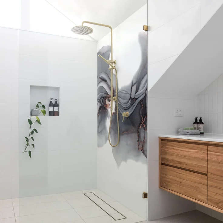 Apalis Home Duschrückwand Muster selbstklebend, 0.35 mm Wandpaneel wasserfest Design grau, fugenlos, Smart matt 80x190 cm