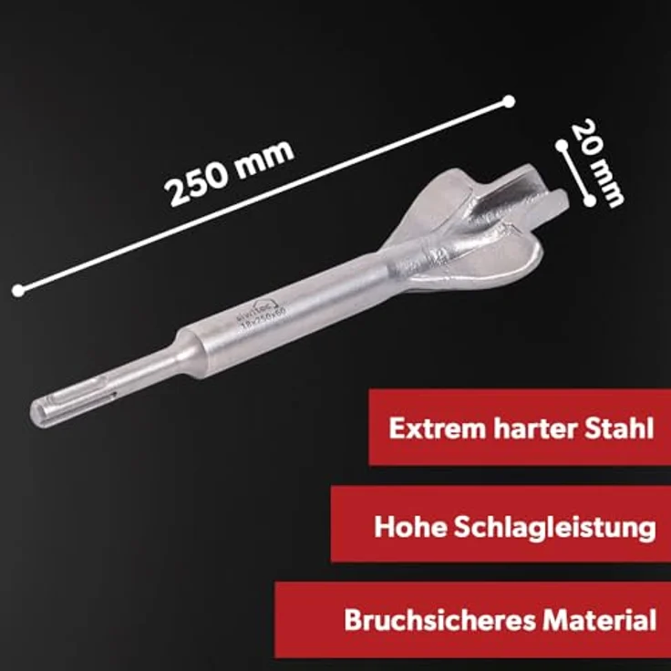 siwitec Betonbohrer SDS-plus Meißel Set, Flach-, Spitz-, Breit-, Flügelmeißel, Flügelmeißel 60 x 250 mm – Bild 3
