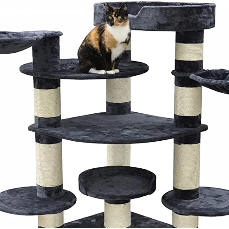 nanook Kratzbaum XXL Katzenbaum, Gigant Deluxe II, Premium Qualität, dunkel grau, für große und schwere Katzen, 15 cm Ø Krätzstämme – Bild 5