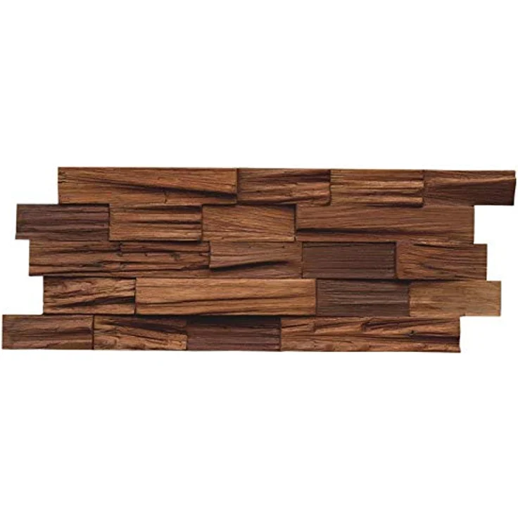 INDO 3D-Wandpaneele Holz Wandverkleidung FSC Axewood Coffee, natürliche Bangkirai-Holzstücke, Fläche 0,50 m² – Bild 3