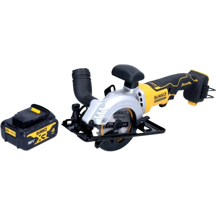 DeWalt DCS 571, Akku Handkreissäge 18 V mit 115 mm Sägeblatt, inkl. 4,0 Ah Akku, ohne Ladegerät