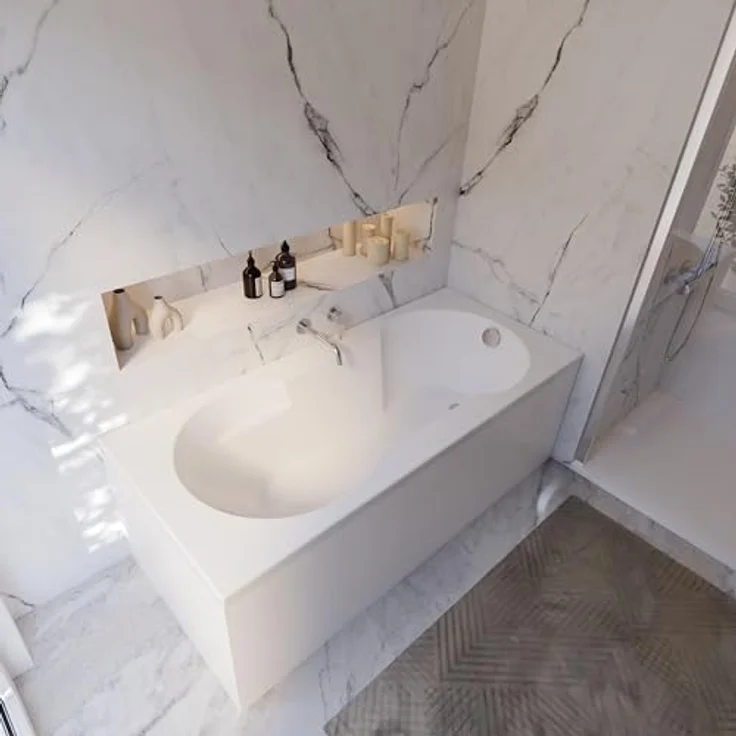 Schulte Badewanne Ozea, 170x75 cm, Komplettset inkl. Wannenträger und Ablauf, aus hochwertigem weißen Acryl, ergonomische Form mit schalldämmenden Eigenschaften – Bild 2