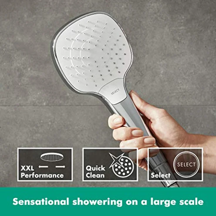 hansgrohe Handbrause Croma Select E, Duschkopf mit 3 Strahlarten, Duschbrause, Antikalk-Funktion, Weiß/Chrom – Bild 3