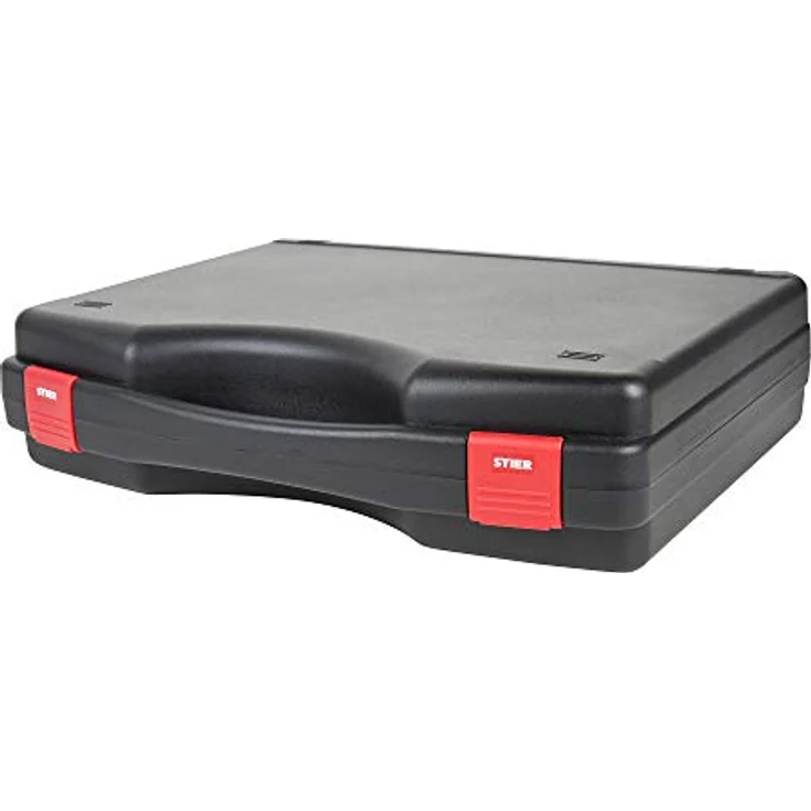 STIER Kunststoffkoffer PP, Werkzeugeinsatz mit zwei Schaumstoffeinlagen, 250 x 210 x 65 mm, schwarz, robust und langlebig – Bild 2