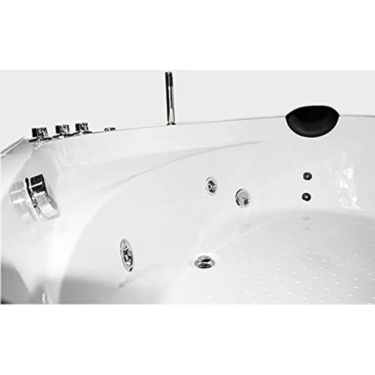 Tronitechnik® Eckbadewanne mit Whirlpool 135x135cm mit Sitz, Acrylwanne für zwei Personen, Eck-Badewanne mit Armatur, freistehend und vormontiert, Indoor Whirlpoolbadewanne mit LED – Bild 5