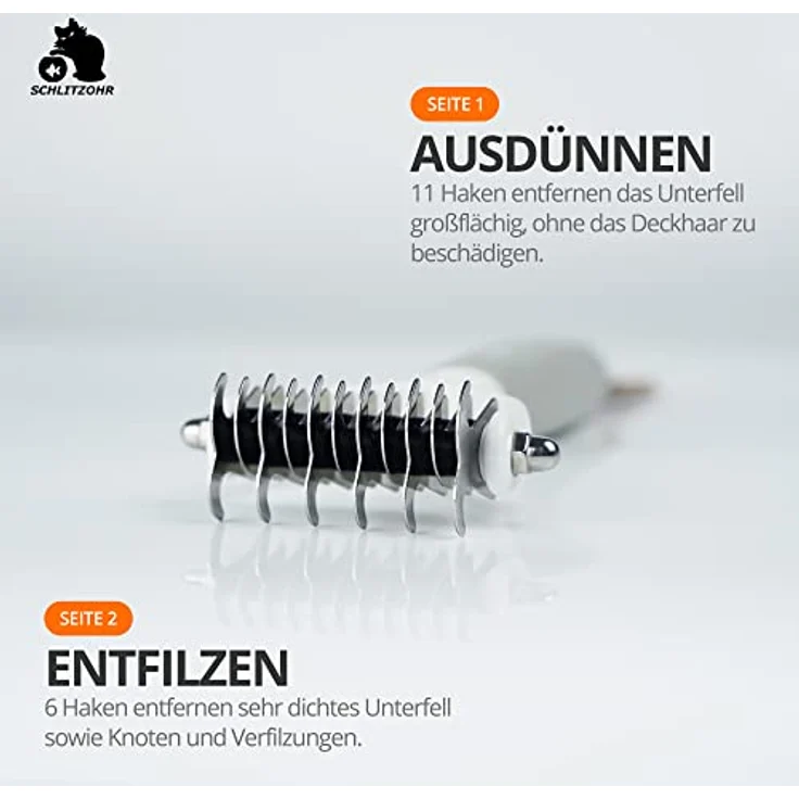 SCHLITZOHR | Unterfell-Bürste | Cookie | Haustierbürste | Hund, Katze & Pferd | MITTEL-bis LANGHAAR Rassen | Unterfell-Kamm gegen Knoten & Verfilzungen – Bild 5
