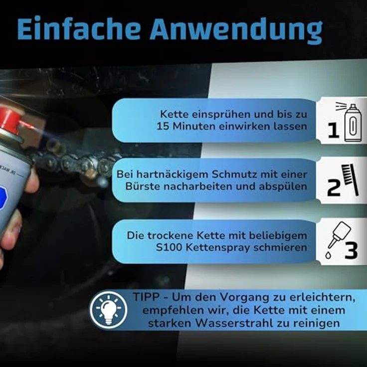 DR WACK S100 Kettenreiniger 300 ml Auto-Reinigungsmittel - Perfekte Reinigungsleistung, geringster Reinigereinsatz – Bild 5