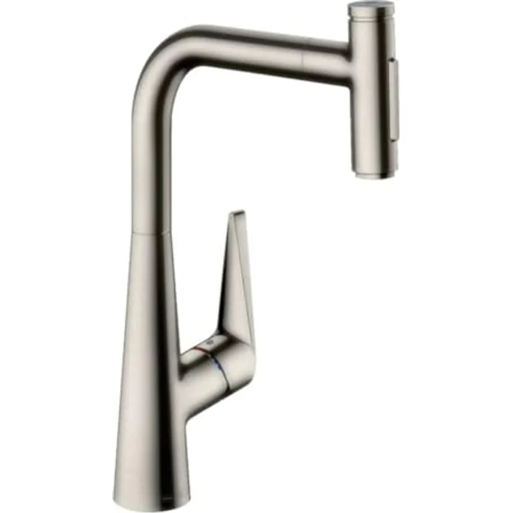 hansgrohe Talis Select M51 Küchenarmatur, Einhebelmischer mit 300 ComfortZone, Ausziehbrause Edelstahl Finish, schwenkbar 110°/150°, MagFit Halterung, keramisches Mischsystem – Bild 1
