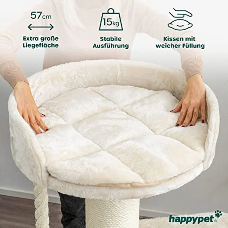 HAPPYPET Premium Kratzbaum Grosse Katzen Stabil 'Felix' - Katzenbaum, Kletterbaum, für Maine Coon, Natursisal, Dicke Stämme mit 18 cm, 120 cm Hoch – Bild 5