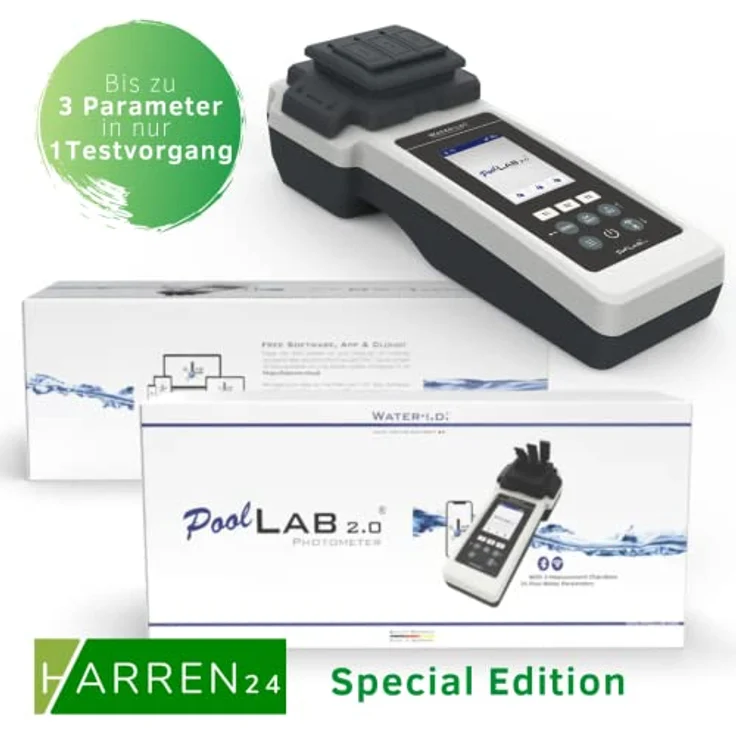 Harren24 PoolLAB 2.0, Elektronischer Wassertester mit 24 Parametern, Bluetooth, WLAN und 170 Testtabletten – Bild 3