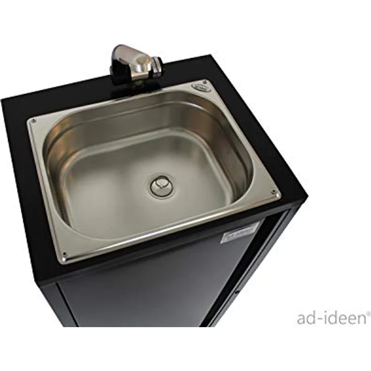 ad-ideen Mobiles Handwaschbecken Verkaufsstand, 2 Kanister + Heizstab, Warmwasser bis 36°C, Anthrazit – Bild 2