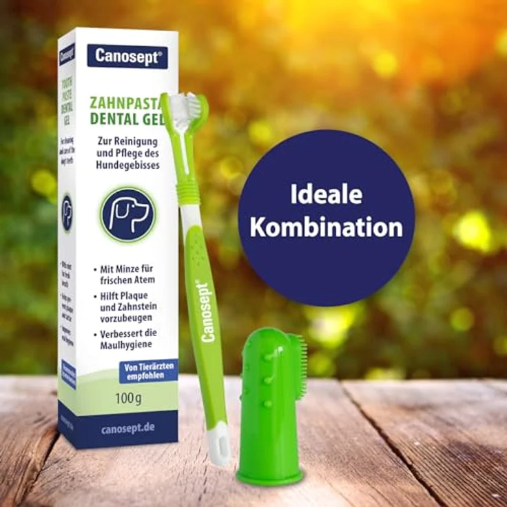 Canosept Hundezahnpasta Dental Gel 100g - Zahnpasta für Hunde - Zahnpasta Hund - Hunde Zahncreme - Zahnpflege Hund - bei Mundgeruch Hund - Hundezahnpasta gegen Zahnstein, natürliche Inhaltsstoffe (Minze) - von Tierärzten empfohlen – Bild 5