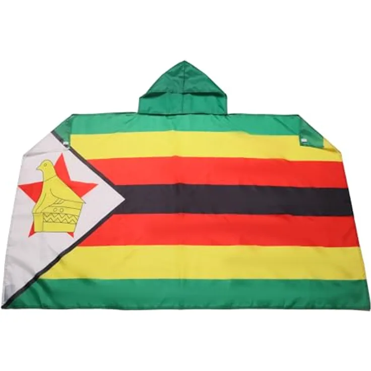 AZ FLAG Umhangflagge Simbabwe 150x90 cm, 100% Polyester mit Kapuze und Ärmeln, leicht und komfortabel, Body Flag 80g