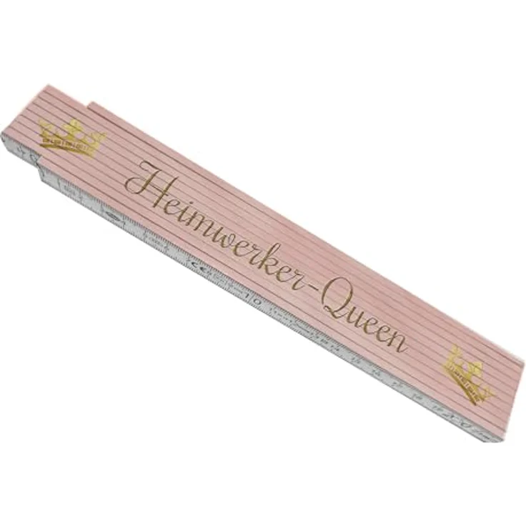 speecheese Bedruckter Meterstab aus Holz, Heimwerker-Queen mit Krone, rosa Hintergrund, 24x3,5 cm – Bild 1