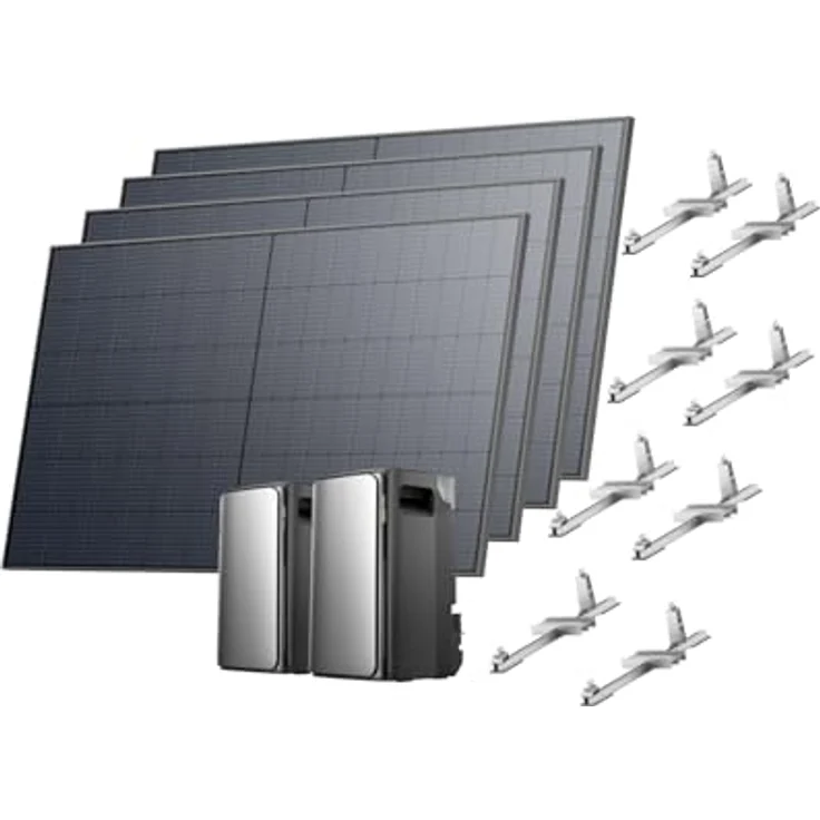 EcoFlow STREAM Ultra und AC Pro 3,84kWh, Balkonkraftwerk mit 2080W Speicher, 4x 520W Solarpanel und Halterung für Garten und Flachdach – Bild 2