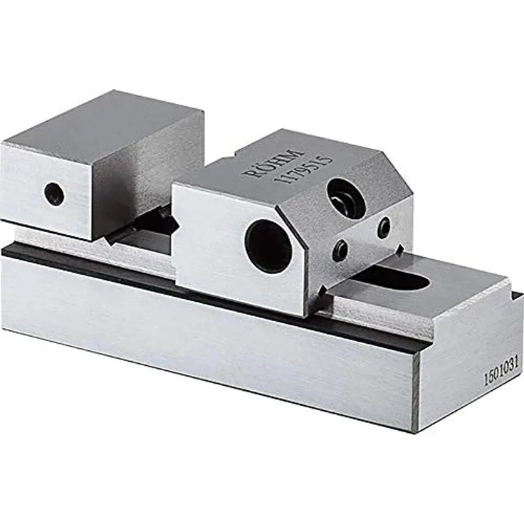 Röhm Maschinenschraubstock, Präzisionsspanner PL-S Micro Größe 1 30 mm, legierter Werkzeugstahl, Niederzugeffekt, blau