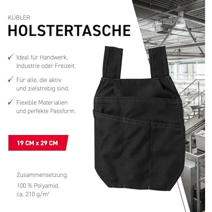 KÜBLER Workwear Holstertasche Paar, Gürteltasche aus Cordura® mit großem Hauptfach für Werkzeuge, Oeko-TEX® zertifiziert, universelle Passform für Industrie & Handwerk – Bild 3