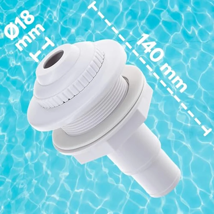 Amapool Einströmdüse 14 cm, verstellbare Einlaufdüse für Pool mit 38/32 mm Schlauchtülle, schwenkbarer Düsenkopf, tropfsicher mit Silikon-Dichtungen – Bild 5