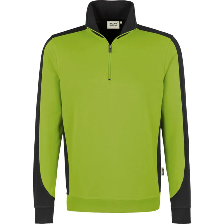 HAKRO Zip-Sweatshirt Contrast Mikralinar 476, kiwi/anthrazit, XS