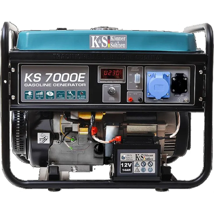 Könner & Söhnen - KS 7000E Benzin Stromerzeuger 5500 Watt, 1x16A (230V), 1x32A (230V), 12V, E-Start, Automatischer Voltregler (AVR), Ölmangelsicherung, – Bild 1
