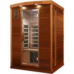 DEKO VERTRIEB BAYERN Infrarotkabine Luxus LED Infrarotsauna Zeder 135x105 Infrarotkabine Wärmekabine Vollspektrum, für 1-2 Personen, mit Karbon- und Vollspektrumstrahlern, Bluetooth HiFi und LED-Farblichttherapie