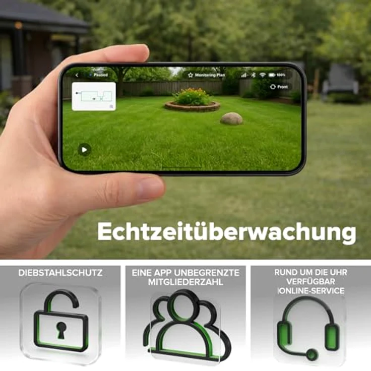 Greenworks Mähroboter AiMowbot 8, kabelloser Rasenmäher mit RTKVision für Rasenflächen bis 800 m², 54 dB Geräuschpegel – Bild 9