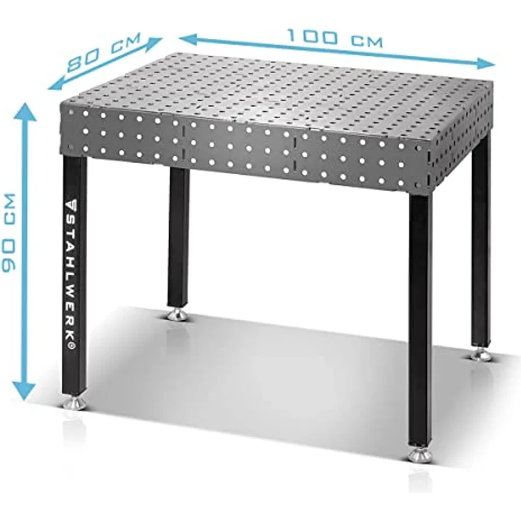 STAHLWERK 3D Schweißtisch WT-100 3D ST mit 1.000 kg Tragkraft, D16 Lochsystem und 6 mm Arbeitsplatte 100 x 80 cm, Carbonstahl DIY-Bausatz, nivellierbare Füße – Bild 4