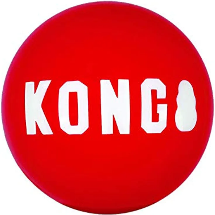 KONG – Signature Balls – 2er-Pack, Robuster Ball zum Jagen und Apportieren – Für Mittelgroße Hunde